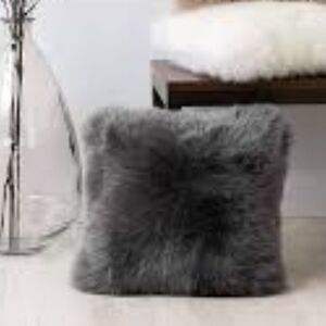 Ugg Sheepskin 18" Decorative Throw Pillow- Grey